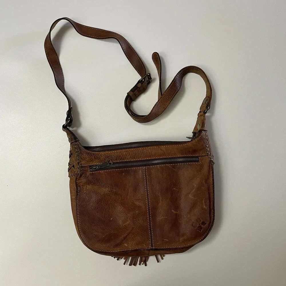 Patricia Nash Camila Leather Crossbody‎ Bag Purse Distressed Boho Cowgirl B8